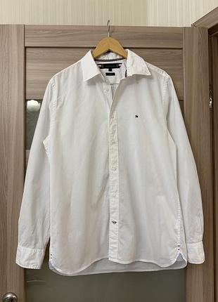 Біла бавовняна сорочка tommy hilfiger th flex regular fit (розмір m)