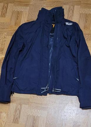 Куртка женская легкая superdry темно-синяя с тройной молнией размер м