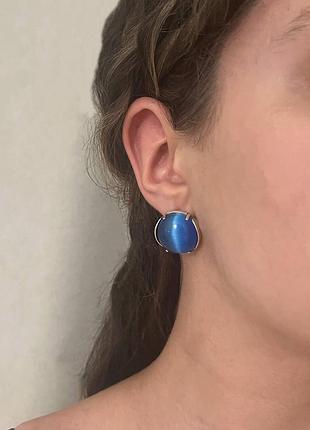 Сережки зі срібла з реконструйованим улекситом хартов 2580