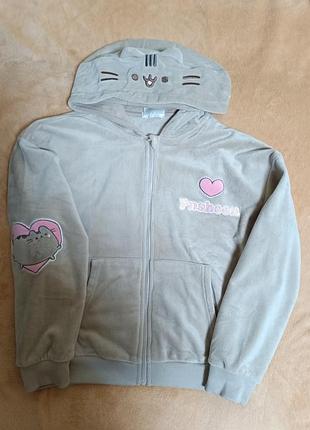 Детская теплая кофта pusheen на девочку размер 140 см