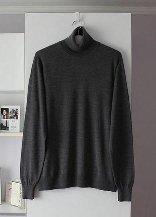 Темно сірий гольф з вовни мериноса від uniqlo, 100% вовна