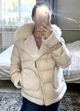 Куртка зимова молочного кольору