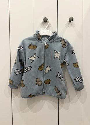 Флісова тепла кофта під горло, зіпка 12-18 м h&m 80-86
