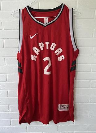 Баскетбольна майка raptors nba #2 leonardo nike розмір л черфона джерсі для баскетболу рапторс найк спортивна колекційна