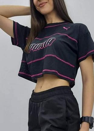 Puma укорочений топ футболка оверсайз сітка