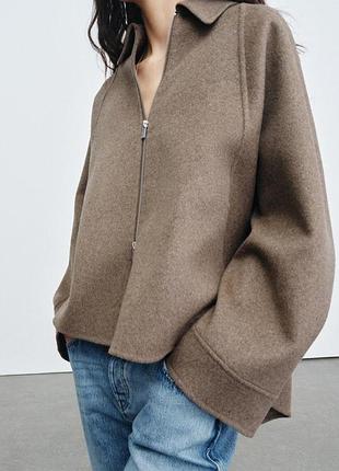 Шерстое пальто свободного кроя zara wool collection