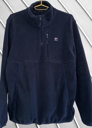 Мужская флисовая кофта peacocks 1/4 zip m 48 пикокс темно-синяя флиска на молнии с замочком анорак с карманом флис 48