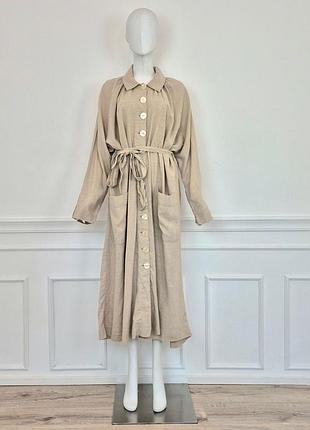 Free people невероятно красивое платье халат на пуговицах из крапивы и льна,р.l