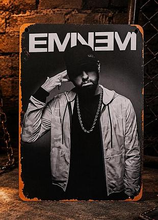 Металева вінтажна табличка "eminem/емінем/хіп-хоп", фотопостер, 14х20 см