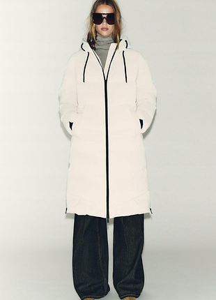 Длинный пуховик от бренда zara -24oc