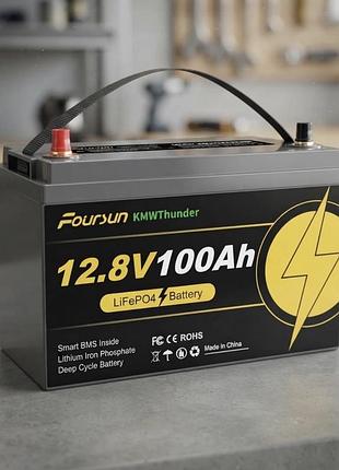 Lifepo4 12v 100ah аккумулятор foursun 1280wh, 100a, с bms платой