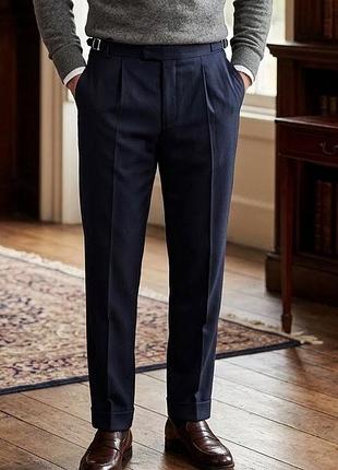 Чоловічі лляні штани брюки m&s autograph tailored fit з пряжками (регуляторами) р. 40/31
