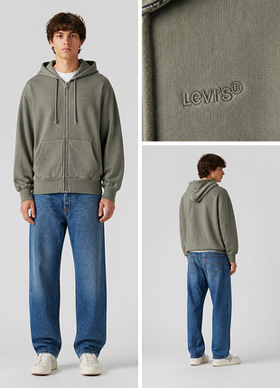 Худи зип levi’s authentic full zip garment dye hoodie / левис мужское худи size l