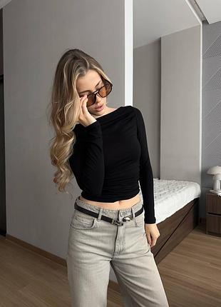 Облегающий лонг со сборками на талии лонгслив 8