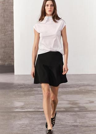 Черная короткая расклешенная юбка от zara zw collection