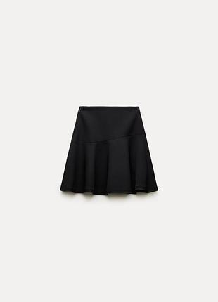 Черная короткая расклешенная юбка от zara zw collection