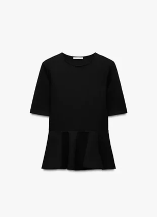 Топ с баской из плотной ткани р.м zara