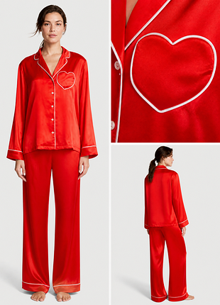Victoria’s secret signature satin heart long  / вікторія сікрет сатиновий піжама xs