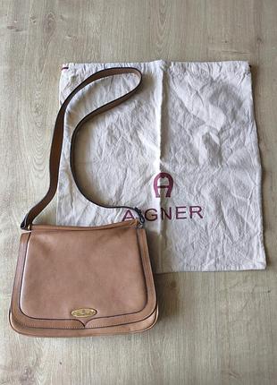 Шикарна жіноча шкіряна вінтажна сумка aigner. заміри на фото.