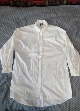 Женская белая удлиненная хлопковая рубашка, over size, vero moda, оригинал, р. xs-l