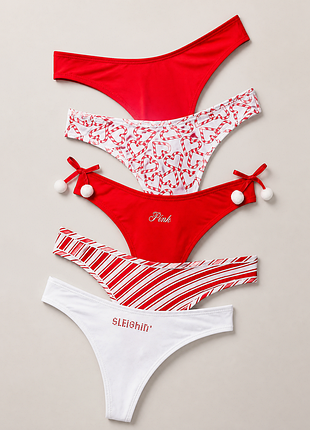 Труси victoria’s secret 5-pack red / трусы виктория сикрет набор 5 шт | оригінал | xs, s