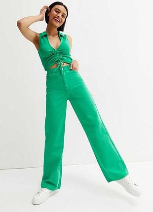 Зелені широкі джинси new look adalae wide leg на 11 років (зріст 146 см)