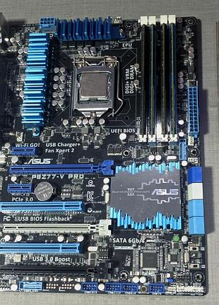 Asus p8z77v-pro + intel 3770k (скальпований, стабільні 4.6ghz) + 16gb ram