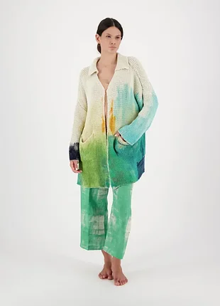 F cashmere  rrp €540 hand-knitted shaded silk cardigan шовковий кардиган