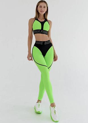 Спортивний костюм топ та лосини bona fide extra sex "acid green" салат