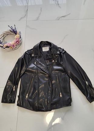 Куртка косуха zara из искусственной кожи на девочку 7-8 лет