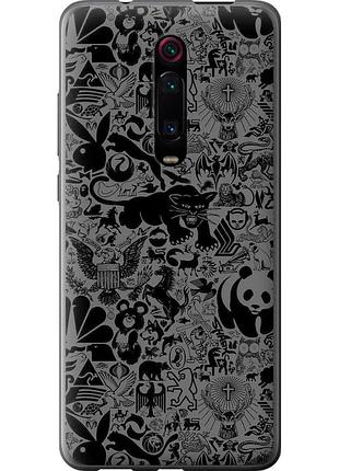 Чехол силиконовый на телефон xiaomi redmi k20 чёрно-серый стикер бомбинг "2432u-1817-58250"