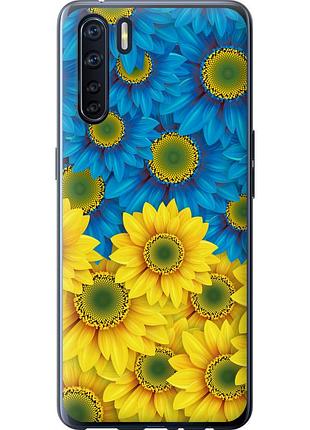 Чехол силиконовый патриотический на телефон oppo a91 жёлто-голубые цветы "1048u-1884-58250"
