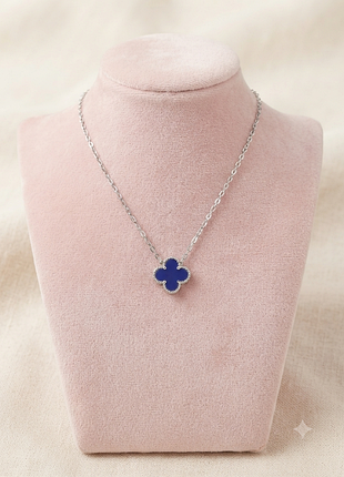 Ніжна підвіска у стилі van cleef (ван кліф) | синя конюшина, медична сталь