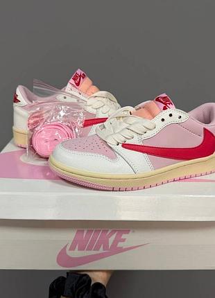 Nike air jordan 1 x travis scott pink / red / sail