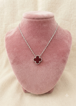 Роскошная подвеска в сжатые van cleef (ван клиф) | бордовый клевер, медицинская сталь