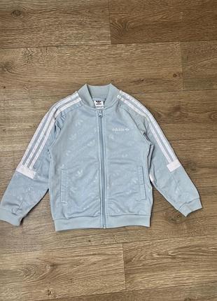 Дитяча спортивна олімпійка, бомбер, adidas originals monogram sst, 6-7р. 122см., небесно-блакитна
