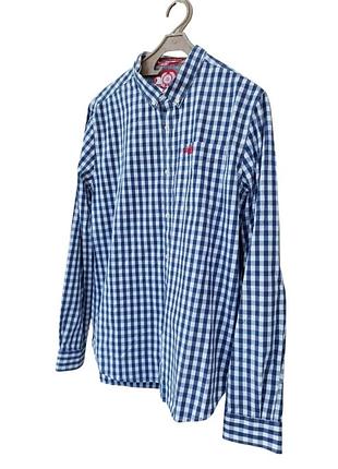 Чоловіча сорочка superdry в синьо-білу клітинку (vichy), розмір xxl