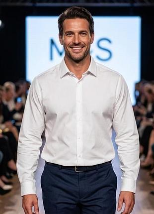 Сорочка чоловіча marks & spencer біла 2xl бавовна