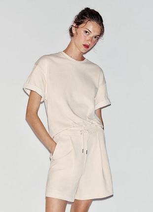 Женская базовая футболка молочный хлопок гг 46-48 zara