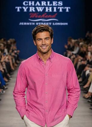 Сорочка чоловіча charles tyrwhitt рожева l- xl, 100% бавовна