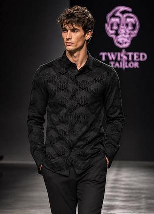Мужская рубашка twisted tailor m черная 100% хлопок