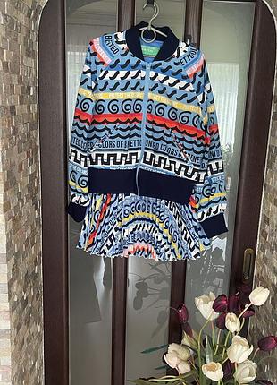 Костюм жіночий benetton united colors, спідниця + кофта, яскравий принт
