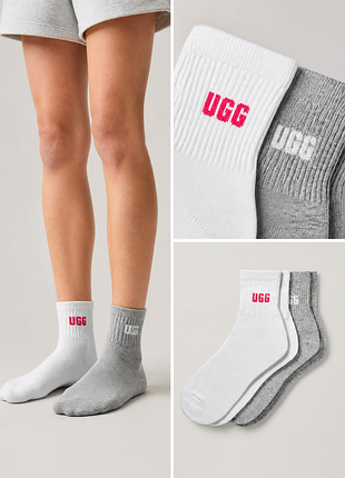 Ugg w quinlin logo quarter 2 pack / уггі жіночі носки набор 2 пари оригінал