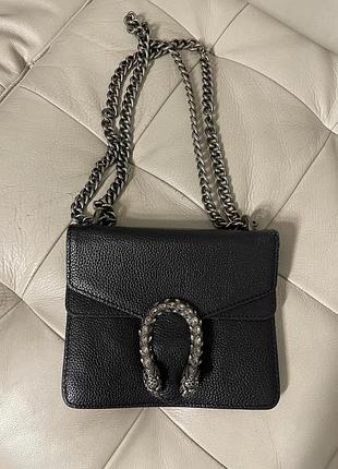 Gucci dionysus mini bag чорна зерниста шкіра