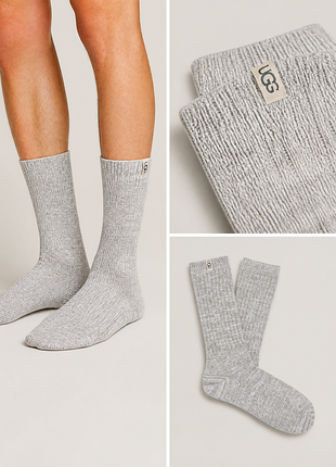 Ugg rib knit slouchy crew sock / угг жіночі високі теплі шкарпетки | оригінал | one size