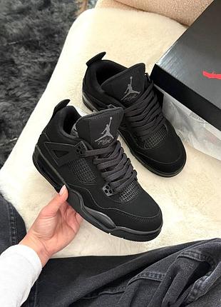 Кросівки чоловічі jordan retro 4 black cat чорні