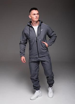 Мужской утепленный костюм softshell серый nike