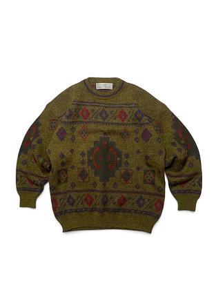 Чоловічий вінтажний светр marks & spencer st michael geometric knit оливковий m