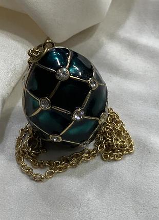 ✨ 💚 ⚜️ роскошная винтажная подвеска яйцо фаберже с изумрудной эмалью ⚜️ 💚 ✨