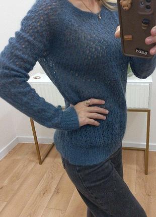 Comptoir des cotonniers мохерная кружевная кофта геометрический принт 60% mohair 10% lana m размер новая